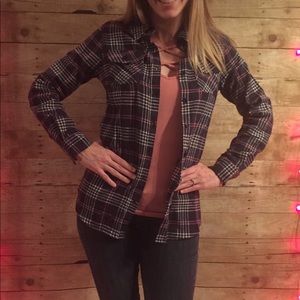 Brand new-Blue, Pink, and White Plaid Button Up